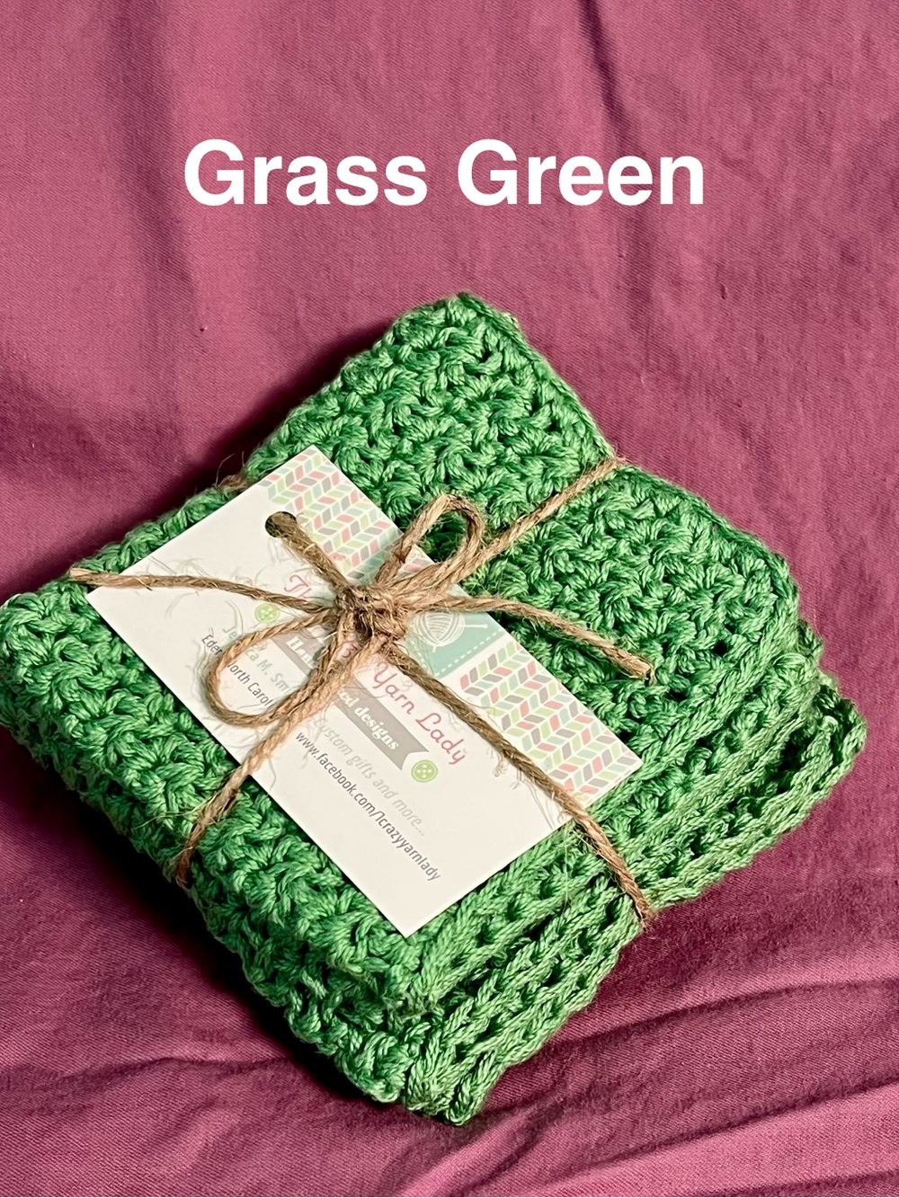 2piece Handmade Grass Green Crochet cotton dish cloths
